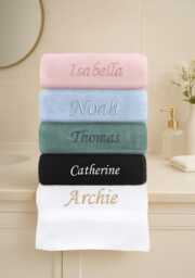 Personalised Custom 100% Egyptian Cotton Supersoft Absorbent Luxury Embroidered Hand Bath Sheet Quality Towels Gift Stunning Colours - thumbnail 1