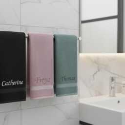 Personalised Custom 100% Egyptian Cotton Supersoft Absorbent Luxury Embroidered Hand Bath Sheet Quality Towels Gift Stunning Colours - thumbnail 2