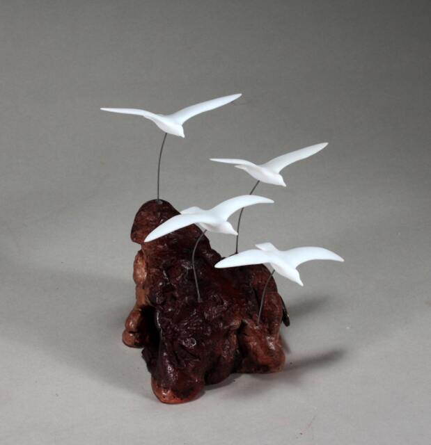 Seagull Sculpture By John Perry - Flock Of 4 7In Tall Decor - image 1