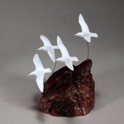 Seagull Sculpture By John Perry - Flock Of 4 7In Tall Decor - thumbnail 2