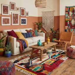 Handwoven Boujaad Rug, Colorful Moroccan Berber Wool Carpet, Boho Design - thumbnail 3