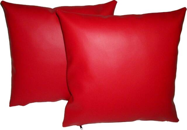 "2 Red Faux Leather Classic Cushion Covers 16"" 18"" 20" - image 1