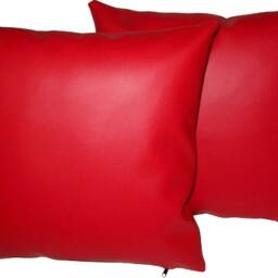 "2 Red Faux Leather Classic Cushion Covers 16"" 18"" 20" - thumbnail 2