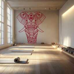 Elephant Mandala Wall Decal Boho Vinyl Sticker, Yoga Art - thumbnail 1