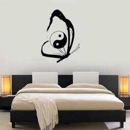 Wall Vinyl Decal Butterfly Wings Yin Yang Symbols Of Perfect Balance Abstract Modern Home Decor - #1098Di - thumbnail 2
