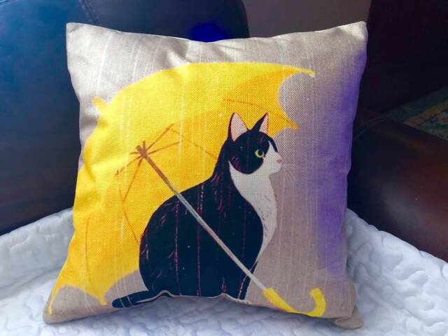 Cat With Umbrella, Decorative Pillow Covers - image 1