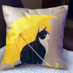 Cat With Umbrella, Decorative Pillow Covers - thumbnail 2