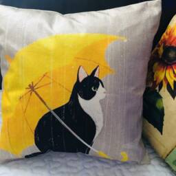 Cat With Umbrella, Decorative Pillow Covers - thumbnail 3