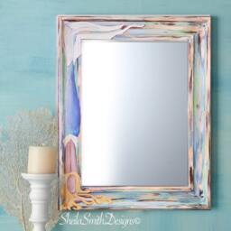 Hand Painted Mermaid Mirror, Beach Decor, House Art 22x28