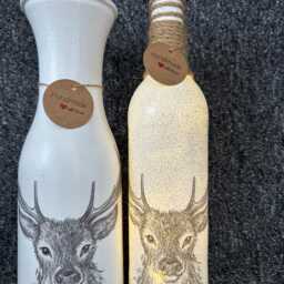 Stag Decoupage Stag Light Up Bottle & Matching Vase - Design Xmas Gifts - thumbnail 2