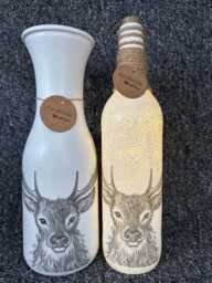 Stag Decoupage Stag Light Up Bottle & Matching Vase - Design Xmas Gifts - thumbnail 1
