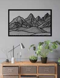 Mountain Range Geometric Wooden Wall Art Available in Black, Oak Or Walnut - thumbnail 1