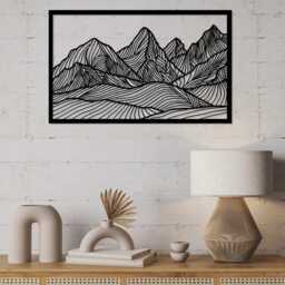 Mountain Range Geometric Wooden Wall Art Available in Black, Oak Or Walnut - thumbnail 2