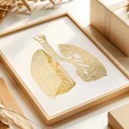 Gold Foil Lungs Print Vintage Anatomy Art, Medical Office Decor - thumbnail 3