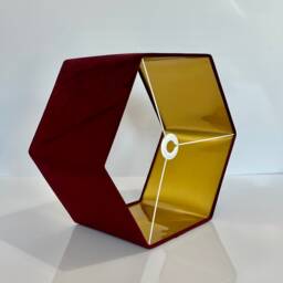 New Luxury Premium Quality Hexagon Upholstery Velvet Lamp Shade Pendant Light Burgundy With Brushed Gold Lining - thumbnail 3