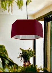 New Luxury Premium Quality Hexagon Upholstery Velvet Lamp Shade Pendant Light Burgundy With Brushed Gold Lining