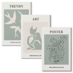 Canvas Wall Art Set Of 3 - Stylish Illustrations By Henri Matisse, Green Canvas, Artwork Decor - thumbnail 1