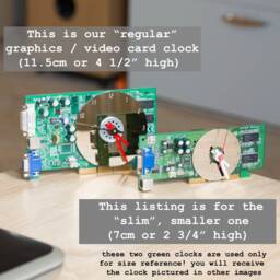 Desk Clock - Recycled Slim Graphics Card Clock, Unique Office Purple Circuit Board - thumbnail 4