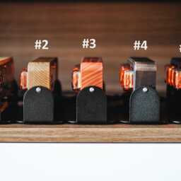 In-12 Nixie Clock in Perforated Wooden Case With Metal Stand - thumbnail 4
