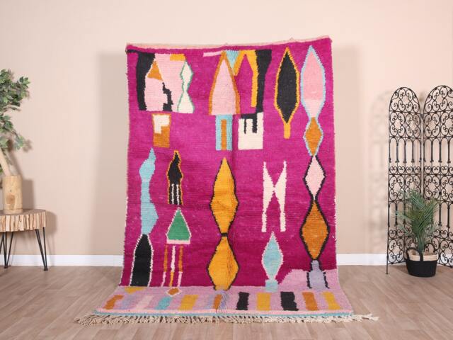 Vintage Purple Boujaad Rug, Authentic Moroccan Rug 5x8 Ft - image 1