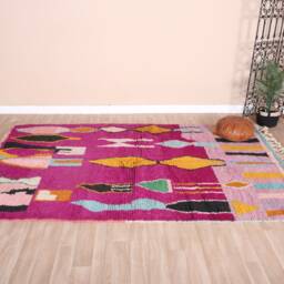 Vintage Purple Boujaad Rug, Authentic Moroccan Rug 5x8 Ft - thumbnail 2
