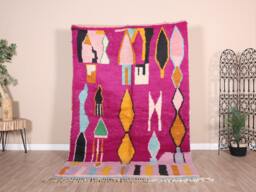 Vintage Purple Boujaad Rug, Authentic Moroccan Rug 5x8 Ft