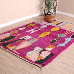 Vintage Purple Boujaad Rug, Authentic Moroccan Rug 5x8 Ft - thumbnail 3