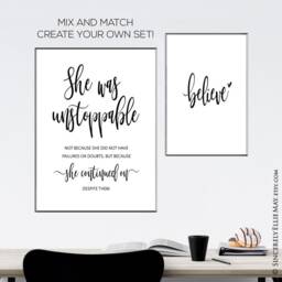 strong Woman Inspirational Quote - She Was Unstoppable Positive Poster Print, Great As Gift For Her Or Wall Art For The Home Office 40046 - thumbnail 3