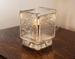 Design Table Lamp in Clear Murano Glass, Handmade Made Italy Vintage Style - thumbnail 1