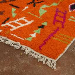 Custom Orange Moroccan Wool Rug Handmade Berber Carpet - thumbnail 2