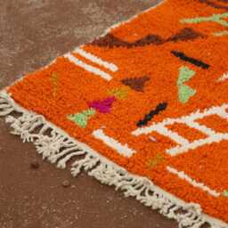 Custom Orange Moroccan Wool Rug Handmade Berber Carpet - thumbnail 3