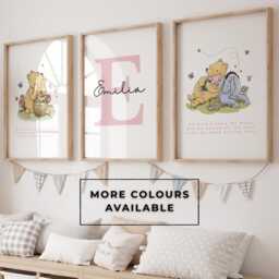 Personalised Winnie The Pooh Baby Prints - Nursery Wall Art Bear Print Girl Decor Eeyore & Piglet - thumbnail 2
