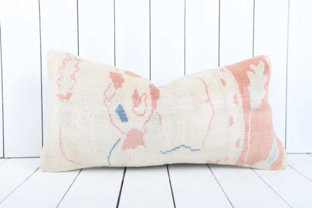 Vintage Turkish Kilim Lumbar Pillow Cover 12x24 Inch, Handmade - image 1
