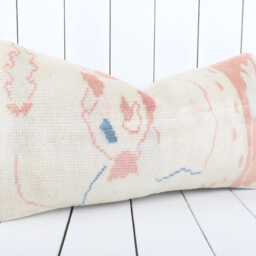 Vintage Turkish Kilim Lumbar Pillow Cover 12x24 Inch, Handmade - thumbnail 3