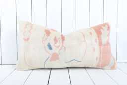 Vintage Turkish Kilim Lumbar Pillow Cover 12x24 Inch, Handmade - thumbnail 1