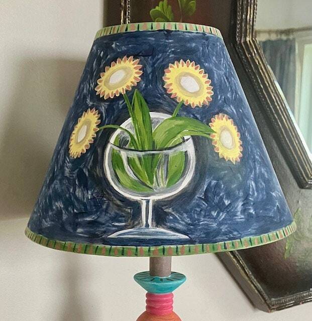 Bloomsbury Lampshade, Bohemian Interiors, Duncan Grant, Hand Painted Bespoke Lighting, Vanessa Bell Lampshade. Omega Interiors - image 1