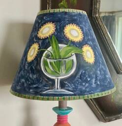 Bloomsbury Lampshade, Bohemian Interiors, Duncan Grant, Hand Painted Bespoke Lighting, Vanessa Bell Lampshade. Omega Interiors - thumbnail 1