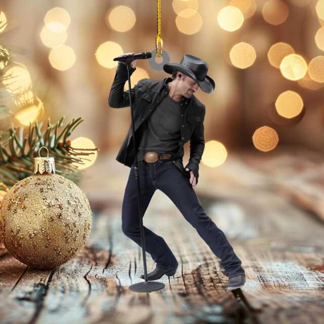 Tim Mcgraw Christmas Ornament, Country Music Fan Gift, Retro Singer Decor, Custom Holiday Tree Decoration, Cowboy Style Ornament Gift - image 1