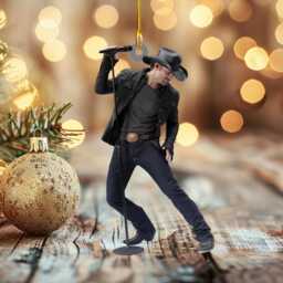 Tim Mcgraw Christmas Ornament, Country Music Fan Gift, Retro Singer Decor, Custom Holiday Tree Decoration, Cowboy Style Ornament Gift - thumbnail 1