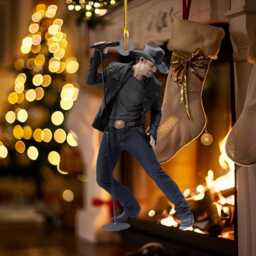 Tim Mcgraw Christmas Ornament, Country Music Fan Gift, Retro Singer Decor, Custom Holiday Tree Decoration, Cowboy Style Ornament Gift - thumbnail 3
