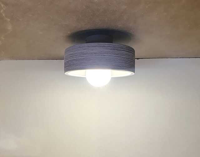 Handmade Gray Ceramic Ceiling Light Carved Pattern Fixture - image 1