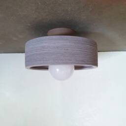 Handmade Gray Ceramic Ceiling Light Carved Pattern Fixture - thumbnail 4
