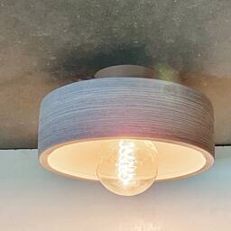 Handmade Gray Ceramic Ceiling Light Carved Pattern Fixture - thumbnail 2