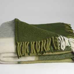 xl Size Green/White Large Check Lambswool Throw Blanket Pure Wool With Fringes Oversize Blankets67''x83''/170x210cm - thumbnail 3