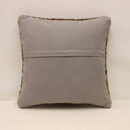 Vintage Turkish Rug Pillow Cover, Wool Boho Cushion - 16x16 In - thumbnail 4