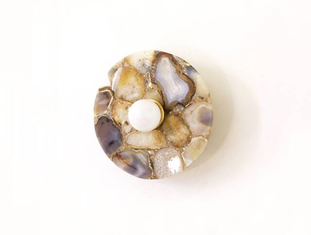 Agate Stone Round Bohemian Sconce Wall Fixture Light Unique Vanity Bathroom Lighting - image 1