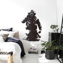 Deep Sea Diver Wall Art Decal, Banksy Style Scuba Street Art, Maritime Retro Urban Decor For Living Room, Bar Or Office - thumbnail 2