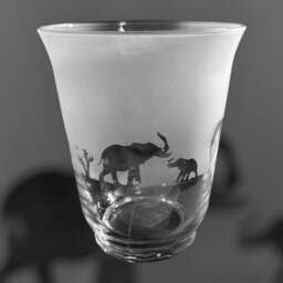 Elephant Vase - 18cm Clear Flared Glass Vase Or Candleholder With Elephant Frieze Design - thumbnail 1