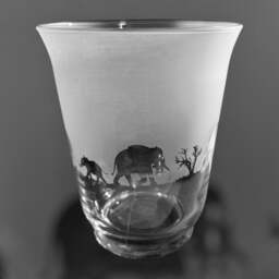 Elephant Vase - 18cm Clear Flared Glass Vase Or Candleholder With Elephant Frieze Design - thumbnail 2