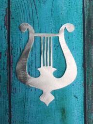 Lyre, Wall Hanging Or Yard Stake, Handcrafted, Metal, Indoor/Outdoor - thumbnail 1